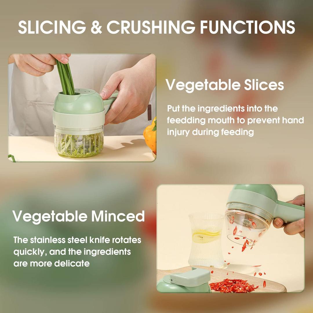 Chop in a Flash: 4 - in - 1 Electric Vegetable Cutter – Effortless Prep for Every Recipe! - Urban Mart