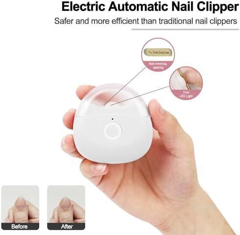 USB Rechargeable Automatic Nail Clipper with LED & 2 Speeds None