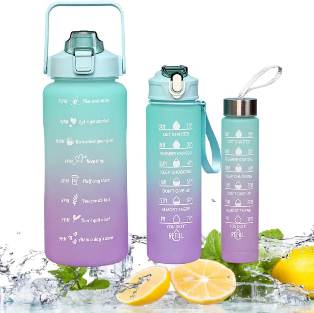 Hydration Made Easy: 3 - Piece Motivational Bottle Set - Urban Mart