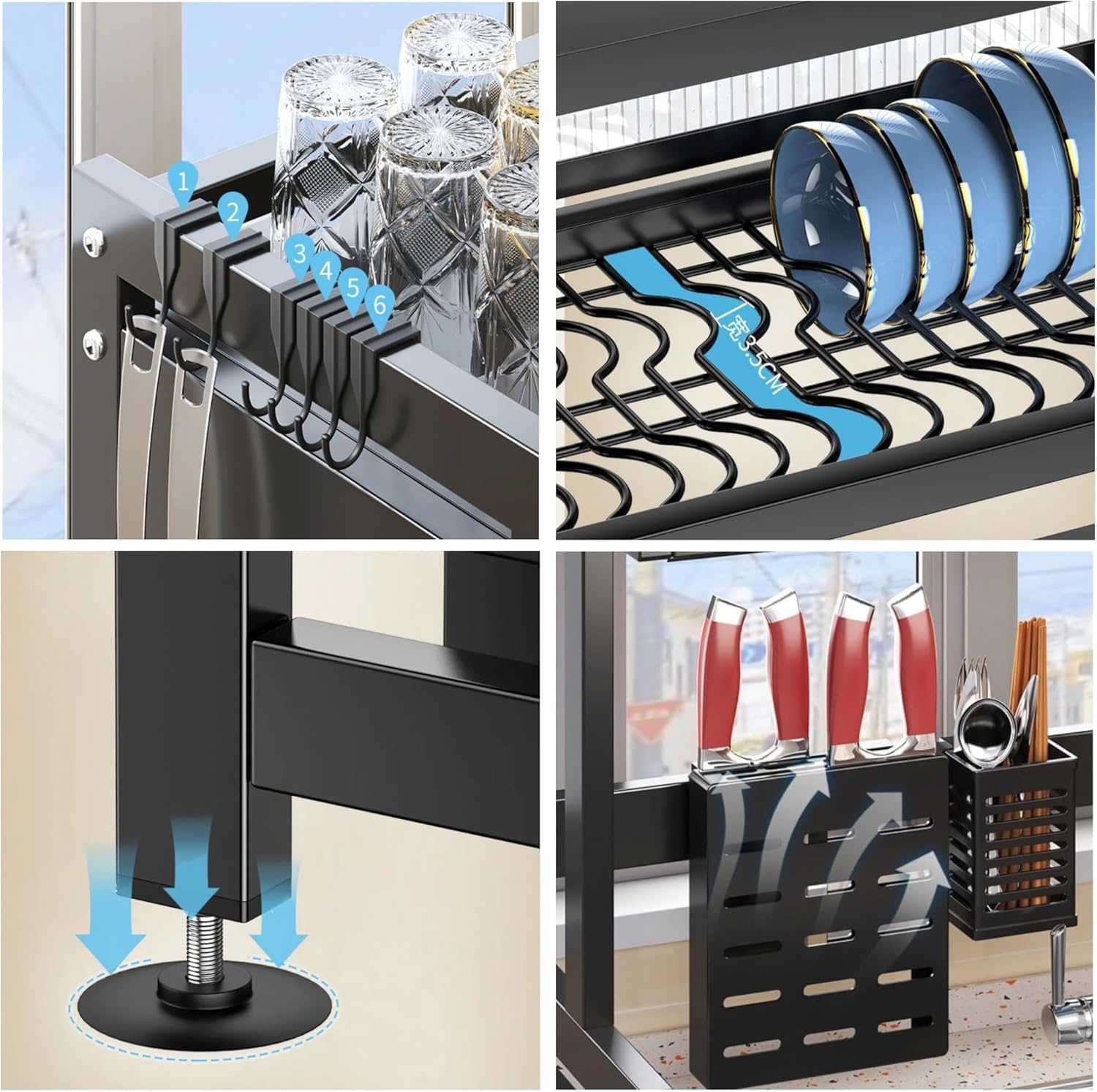 Heavy Duty Over-the-Sink Dish Drying Stand: Maximize Space, Minimize Mess – Your Kitchen’s Ultimate Organizer Urban Mart