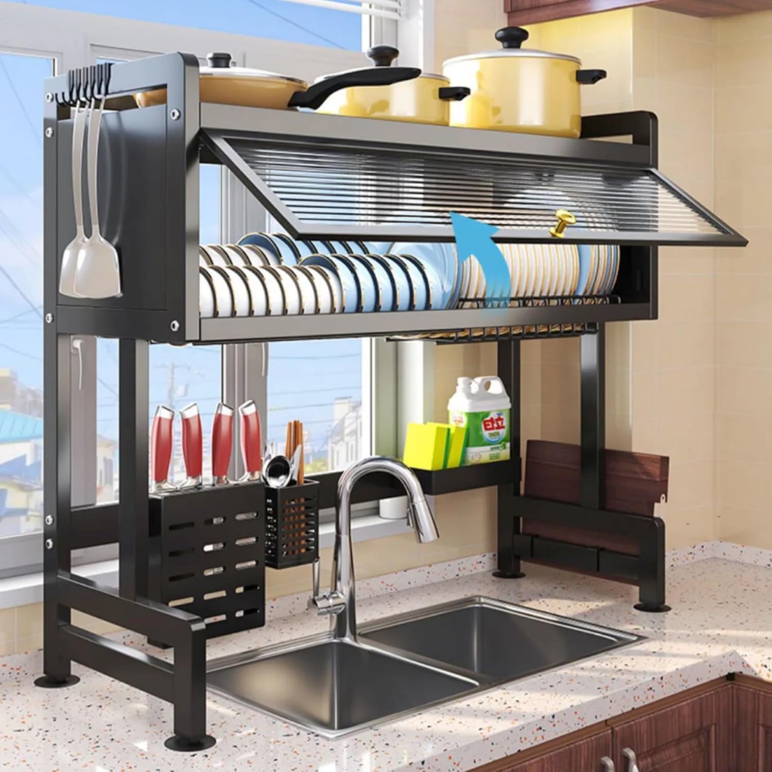 Heavy Duty Over-the-Sink Dish Drying Stand: Maximize Space, Minimize Mess – Your Kitchen’s Ultimate Organizer Urban Mart