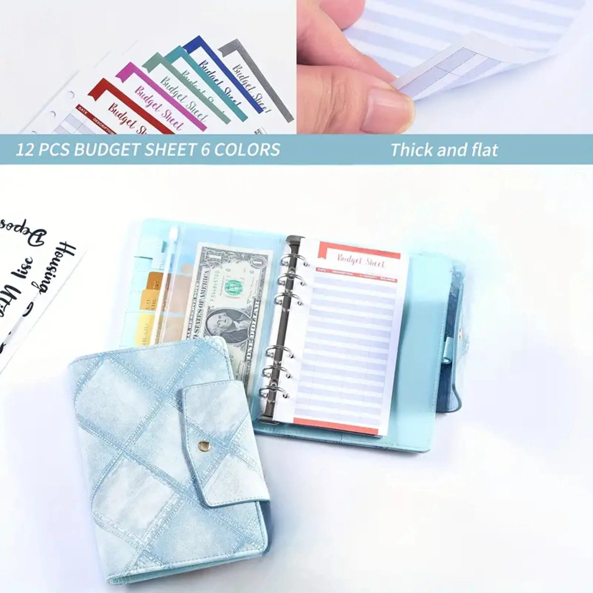 A6 Budget Planner Binder with Zipper Cash Envelopes & Expense Sheets - Urban Mart