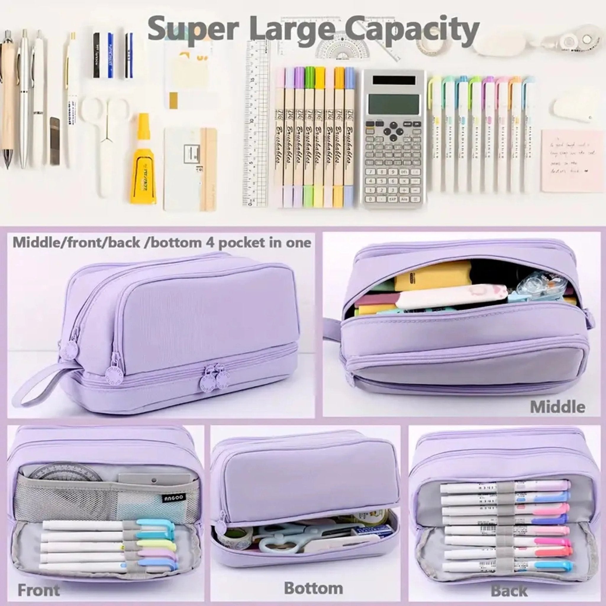 Double - Zip Insulated Pencil Case: High Capacity, Stylish, and Durable - Urban Mart