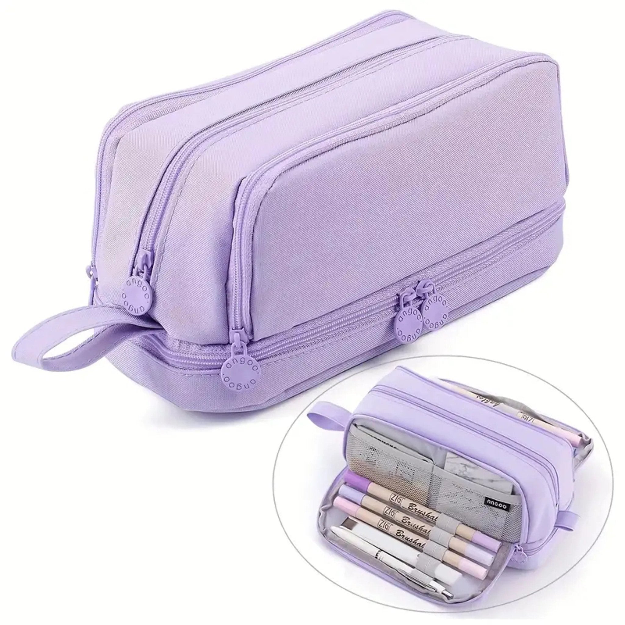 Double - Zip Insulated Pencil Case: High Capacity, Stylish, and Durable - Urban Mart