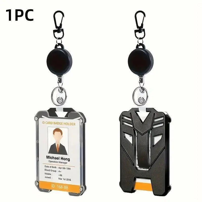 Durable Retractable ID Badge Holder with Carabiner Clip & Keychain - Urban Mart