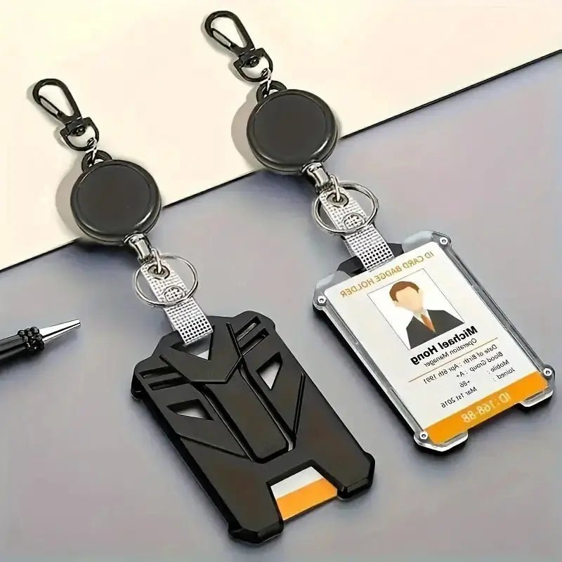 Durable Retractable ID Badge Holder with Carabiner Clip & Keychain - Urban Mart