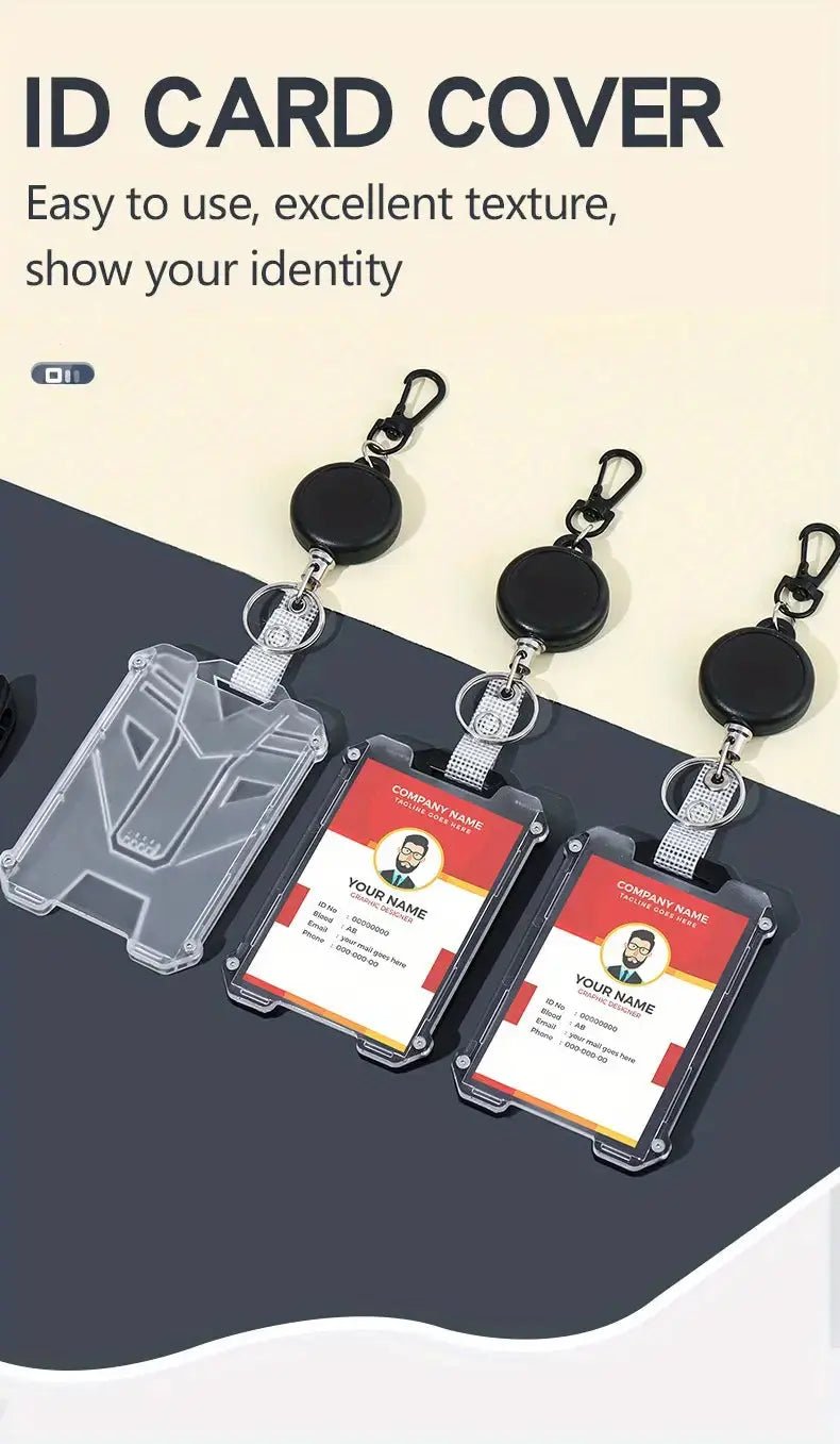 Durable Retractable ID Badge Holder with Carabiner Clip & Keychain - Urban Mart