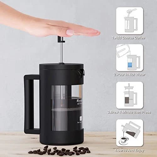 French Press Coffee Maker, Camping Plastic Glass French Coffee Press - Urban Mart